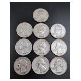 (10) Silver Washington Quarters