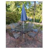 Outdoor Metal Table, Chairs, Side Table