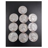 (10) Silver Washington Quarters