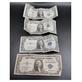 (4) US $1 Silver Certificates