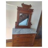 Antique Eastlake Style Marble Top Walnut Dresser