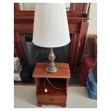 Cherry Night Stand & Brass Lamp