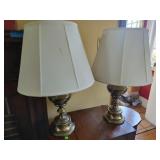 2 Matching Brass Table Lamps