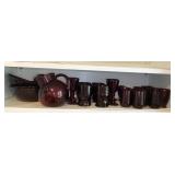 Shelf of Ruby Red Glassware #3