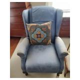 Blue Wingback Push-Back Recliner