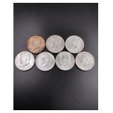 7 Kennedy Half Dollars - 40% Silver