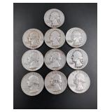(10) Silver Washington Quarters