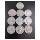 (10) Silver Washington Quarters