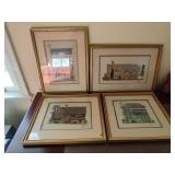 4 Framed Cross-stitch Houses by MLA