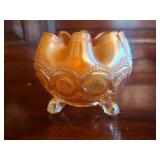 Northwood Marigold Carnival Glass Footed Bowl