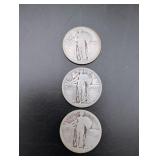 (3) Standing Liberty Silve Quarters
