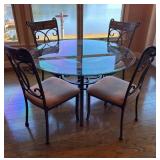 Glass-Top Dining Table with Four Metal-Frame Chair