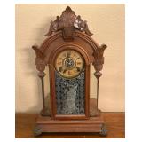 1880-1900 Ansonia Mantel Clock with Etched Glass