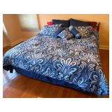 King Size Bed with Headboard, Linens, and Pillows