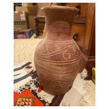 Terracotta Vase with Carved Swirl Motifs