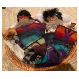 Native American-Themed Dolls in Woven Basket