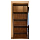 Walnut Finish 5-Shelf Wooden Bookcase, 28" x 12" x