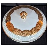 Vintage Herend Hungary Covered Dish, White and Gol