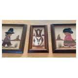 Three Framed Textured Sand Paintings, Signed K. Sa
