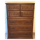 Wooden Chest of Drawers with Decorative Front Pane
