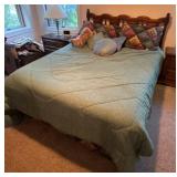 60" x 80" Queen Wooden Bed Frame with Bedding Set