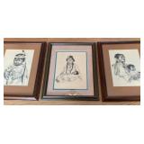 3 Vera Louise Drysdale Pencil Prints, 12×15