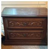 SET of 2 Carved Two-Drawer Wooden Bedside Tables