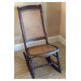 Antique Wood and Wicker Rocking Chair
