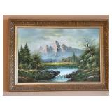 Landscape Oil Painting Signed Delino, 32" x 42"
