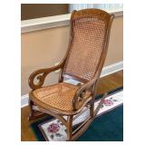 Wooden Rocking Chair With Cane Back and Seat, 40 I