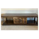 Wood Coffee Table with Cabinets and Open Shelves