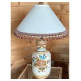 Hand-Painted Ceramic Table Lamp with Embellished S