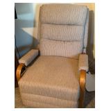 Recliner Chair with Fabric Upholstery and Wood Acc
