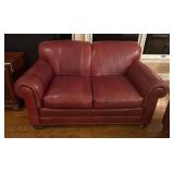 Red Leather Loveseat With Nailhead Trim