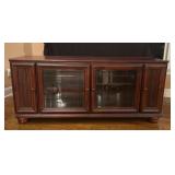 Wood Entertainment Cabinet With Glass Doors