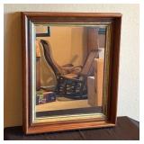 Wood-Framed Wall Mirror with Gold Trim, 26" x 21"