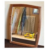 Rectangular Mirror With Wooden Frame, 22" x 18"