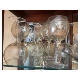 10 Lenox Amber Tinted Etched Balloon Wine Glasses