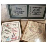 3 Framed Embroidered Pieces with Sentimental Text