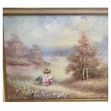 Two Framed Oil Paintings and A Watercolor Print Si