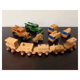 Vtg Wooden Toy Vehicles & Train