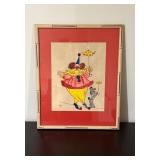 Clown Print w/Bamboo Frame17×22