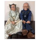 Vtg Elderly Couple Figurines35"