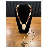 Two Vtg Elephant Necklaces