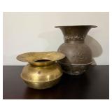 Vtg Brass & Metal Spittoons10.25×9.25
