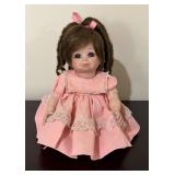 Vtg Porcelain Doll in Pink Dress9"