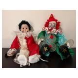 Vtg Porcelain Clown Dolls Set16.5