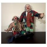 Vtg Clown Dolls in Plaid Outfits18.5
