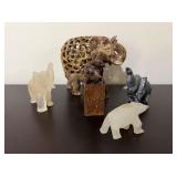 Carved Elephant and Bear Figures5"