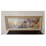 Vtg 1989 Lighthouse Framed Artwork41×17
